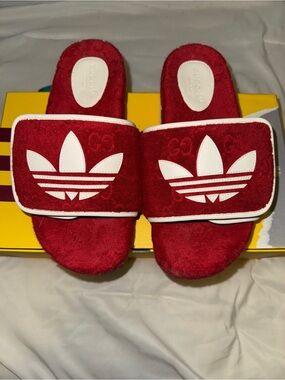 adidas x Gucci GG Platform Sandal 'Red Cotton Sponge